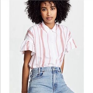 Madewell Red and White Striped Casual Shirt